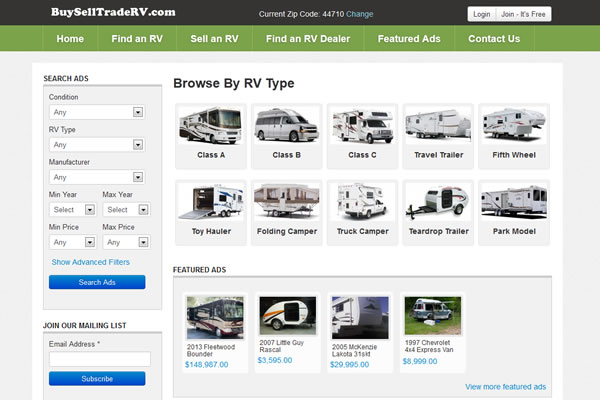 BuySellTradeRV.com Website Design