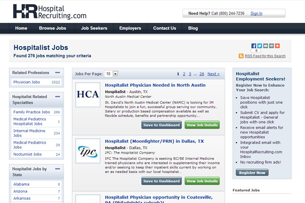 HospitalRecruiting.com Website Design